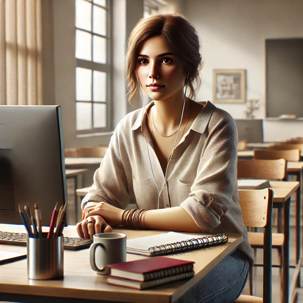student achter computer